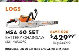 Princess Auto MSA 60 SET BATTERY CHAINSAW offer