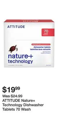 Well ATTITUDE Nature+ Technology Dishwasher Tablets 70 Wash offer