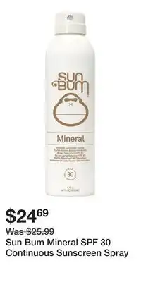 Well Sun Bum Mineral SPF 30 Continuous Sunscreen Spray offer