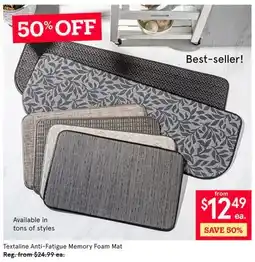 Kitchen Stuff Plus Textaline Anti-Fatigue Memory Foam Mat offer