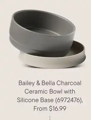Petvalu Bailey & Bella Charcoal Ceramic Bowl with Silicone Base offer