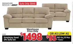Surplus Furniture Simplejoy Sand Sofa & Loveseat offer