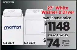 Surplus Furniture Moffat 27 White Washer and Dryer Pair offer