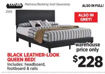 Surplus Furniture Black Leather-Look Queen Bed offer