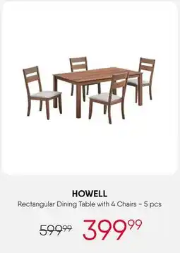 Meubles RD Howell - Rectangular Dining Table with 4 Chairs - Beige offer