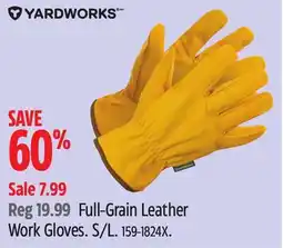 Canadian Tire Yardworks Full-Grain Leather Work Gloves. S/L offer