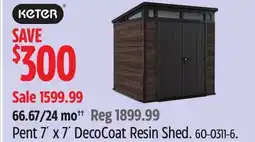 Canadian Tire Pent 7´ x 7´ DecoCoat Resin Shed offer