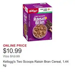 Costco Kellogg's Two Scoops Raisin Bran Cereal offer