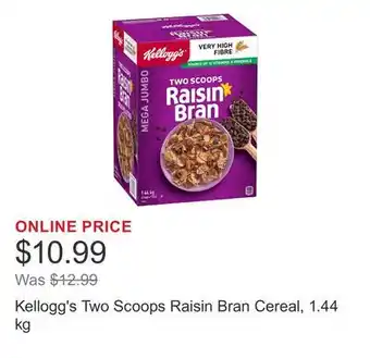 Costco Kellogg's Two Scoops Raisin Bran Cereal offer