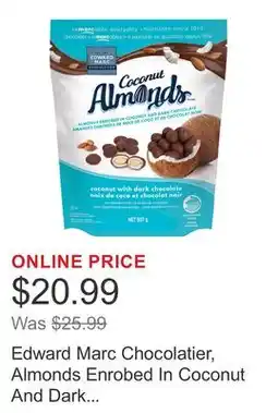 Costco Edward Marc Chocolatier, Almonds Enrobed In Coconut And Dark Chocolate offer