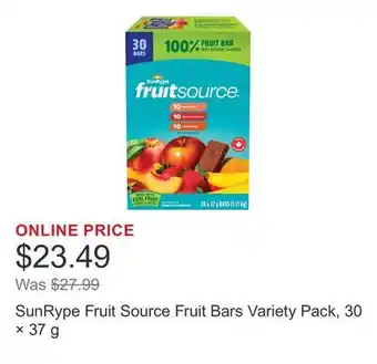 Costco SunRype Fruit Source Fruit Bars Variety Pack, 30 × offer