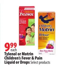 London Drugs Tylenol or Motrin Children's Fever & Pain Liquid or Drops offer