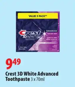London Drugs Crest 3D White Advanced Toothpaste offer