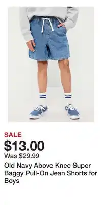 Old Navy Old Navy Above Knee Super Baggy Pull-On Jean Shorts for Boys offer