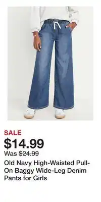 Old Navy Old Navy High-Waisted Pull-On Baggy Wide-Leg Denim Pants for Girls offer