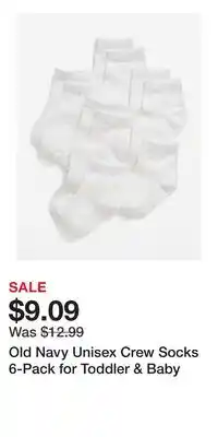 Old Navy Old Navy Unisex Crew Socks 6-Pack for Toddler & Baby offer