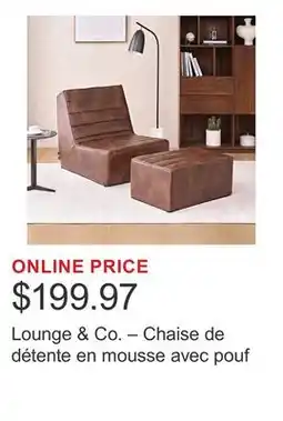 Costco Lounge & Co. – Chaise de détente en mousse avec pouf offer