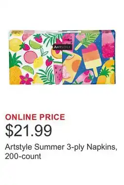 Costco Artstyle Summer 3-ply Napkins, 200-count offer