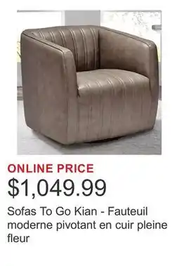 Costco Sofas To Go Kian - Fauteuil moderne pivotant en cuir pleine fleur offer