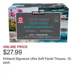 Costco Kirkland Signature Ultra Soft Facial Tissues, 12-pack offer