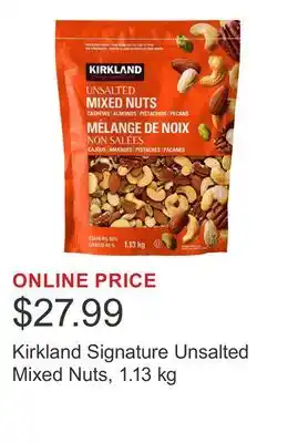 Costco Kirkland Signature Unsalted Mixed Nuts offer