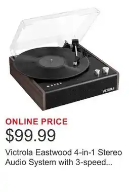 Costco Victrola Eastwood 4-in-1 Stereo Audio System with 3-speed Turntable, Espresso offer