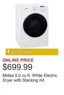 Costco Midea 8.0 cu ft. White Electric Dryer with Stacking Kit offer