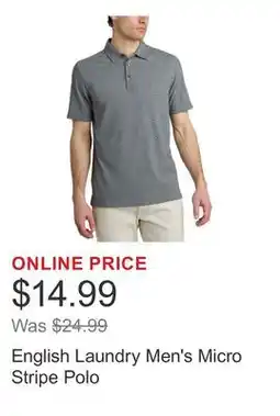 Costco English Laundry Men's Micro Stripe Polo offer