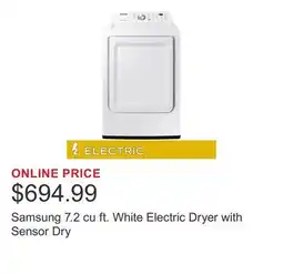 Costco Samsung 7.2 cu ft. White Electric Dryer with Sensor Dry offer