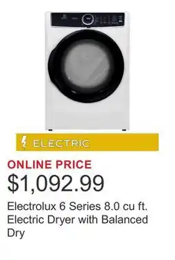 Costco Electrolux 6 Series 8.0 cu ft. Electric Dryer with Balanced Dry offer