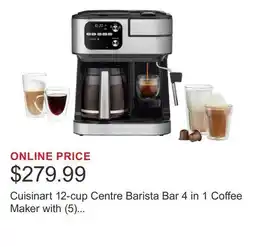 Costco Cuisinart 12-cup Centre Barista Bar 4 in 1 Coffee Maker with (5) Charcoal Filters, K-Cup Compatible offer