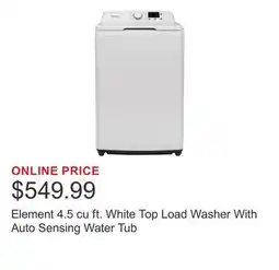 Costco Element 4.5 cu ft. White Top Load Washer With Auto Sensing Water Tub offer