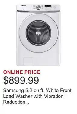 Costco Samsung 5.2 cu ft. White Front Load Washer with Vibration Reduction Technology offer