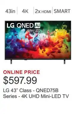 Costco LG 43 Class - QNED75B Series - 4K UHD Mini-LED TV offer