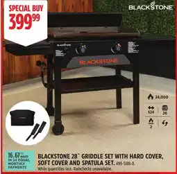 Canadian Tire BLACKSTONE 28˝ GRIDDLE SET WITH HARD COVER, SOFT COVER AND SPATULA SET offer