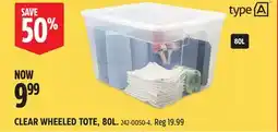 Canadian Tire TYPE A CLEAR WHEELED TOTE offer
