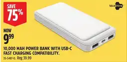 Canadian Tire Bluehive 10,000 MAH POWER BANK WITH USB-C FAST CHARGING COMPATIBILITY offer