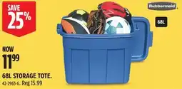Canadian Tire RUBBERMAID 68L STORAGE TOTE offer