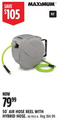 Canadian Tire MAXIMUM 50´ AIR HOSE REEL WITH HYBRID HOSE offer