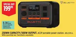Canadian Tire BLUETTI 230WH CAPACITY/300W OUTPUT. AC2P portable power station offer