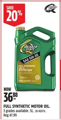 Canadian Tire QUAKER STATE FULL SYNTHETIC MOTOR OIL offer