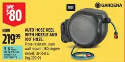 Canadian Tire GARDENA AUTO HOSE REEL WITH NOZZLE AND 100' HOSE offer