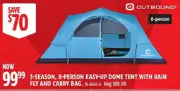 Canadian Tire OUTBOUND 3-SEASON, 8-PERSON EASY-UP DOME TENT WITH RAIN FLY AND CARRY BAG offer