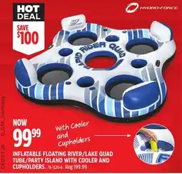 Canadian Tire INFLATABLE FLOATING/LAKE QUAD TUBE/PARTY ISLAND WITH COOLER AND CUPHOLDERS offer