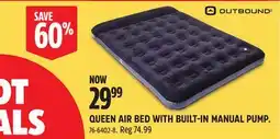 Canadian Tire OUTBOUND QUEEN AIR BED WITH BUILT-IN MANUAL PUMP offer