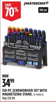 Canadian Tire MASTERCRAFT 150-PC SCREWDRIVER SET WITH MAGNETIZING STAND offer