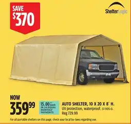 Canadian Tire SHELTERLOGIC AUTO SHELTER, 10 X 20 X 8' H offer