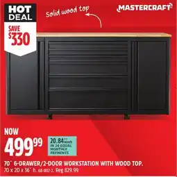 Canadian Tire MASTERCRAFT 70 6-DRAWER/2-DOR WORKSTATION WITH WOOD TOP offer