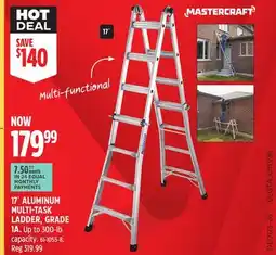 Canadian Tire MASTERCRAFT 17' ALUMINUM MULTI-TASK LADDER, GRADE 1A offer