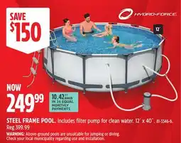 Canadian Tire HYDRO-FORCE STEEL FRAME POOL offer